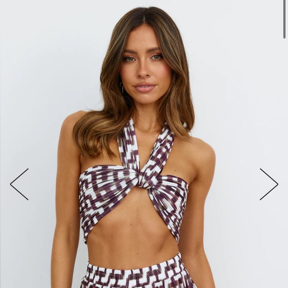 HELLO MOLLY LOVELINE CROP TOP BROWN, SIZE XS - Picture 2 of 6